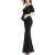 Bequeme Mutterschaft langes Kleid Elegante Schwangere Kleid von den Schultern Rüschen Foto-Shooting Requisiten Maxi-Kleider Bequem Und Elegant (Farbe : Schwarz, Größe : S) - 2