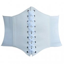 HANERDUN Damen elastischen Retro Gürtel Korsett mit Klettverschluss Taille Hüftgurt Vier Größen, Weiß, M - 1