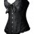 PhilaeEC Women's Plus Size Bridal Lingerie Lace up Satin Boned Corset + G-string (Black, L) - 2