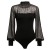 Yieune Bodysuit Langarm Spitze Jumpsuit Transparent Sexy Overalls Damen Casual Bluse (Schwarz M) - 4