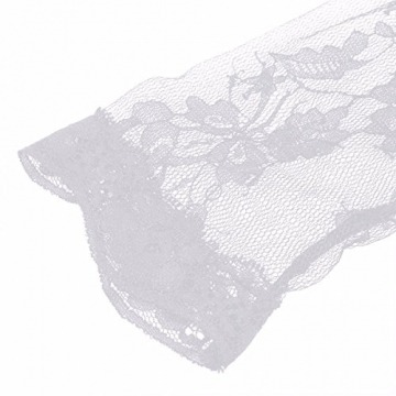 YiZYiF Transparent Kimono Blumen-Spitze Negligee Reizwäsche Nachtwäsche Morgenmantel Babydoll Lingerie Damen Dessous Set mit G-String Weiß S - 8