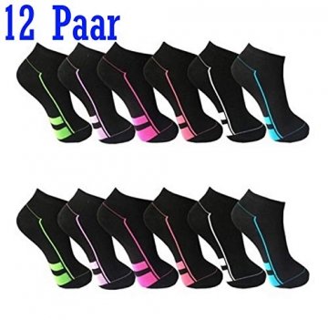 12 Paar Damen Mädchen Sneaker Socken Füßlinge Baumwolle (39-42, Muster 2) - 2