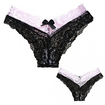 3er Pack Damen Spitze String Thong Panties Hipster Slips Sexy Unterhosen Large - 5