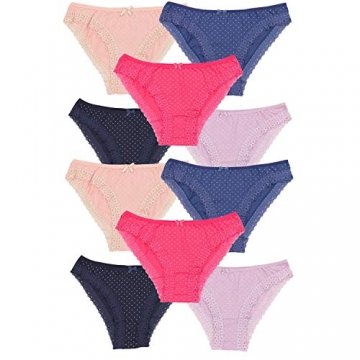 Alkato Damen Slips mit Punkten und Spitze 10er Pack, Farbe: Farbenmix 1, Größe: M - 1