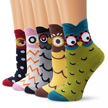 Ambielly Socken aus Baumwolle Thermal Socken Erwachsene Unisex Socken (5 Eule) - 1