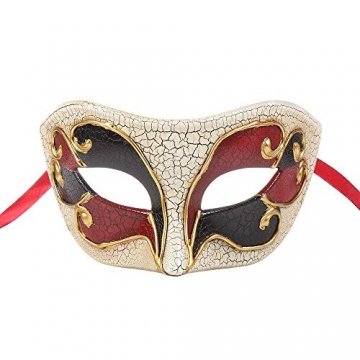 BLEVET Retro Venezianische Maskerade Maske Party Mardi Gras Venedig Prinzessin Halloween Karneval MZ057 (Red) - 1