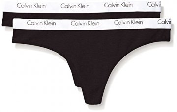 Calvin Klein Damen String 2 er pack THONG, Gr. 36 (Herstellergröße: M), Schwarz (BLACK 001) - 1