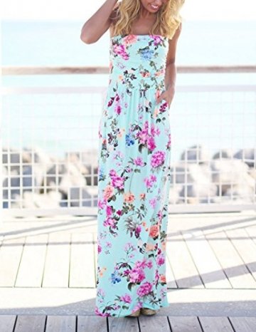carinacoco Damen Bandeau Bustier Kleider mit Blüte Drucken Lange Sommerkleid Abendkleid Partykleid Cocktailkleid Geblümt XL - 3