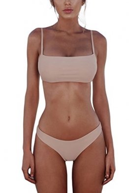 Cassiecy Damen Bikini Set Push Up Bustier Zweiteilig Sommer Sportliches Bademode Strand Bikini(Rosa,S) - 1