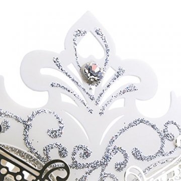 Coxeer Damen Maskerade Maske Schmetterling Form Laser Schneiden Metall Karneval Maske Rosenmontag (Black & Silver) - 8