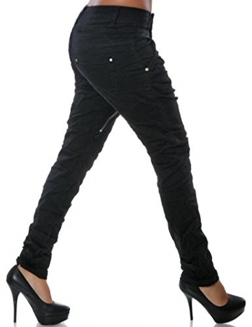 Damen Boyfriend Jeans Hose Reißverschluss Knopfleiste (weitere Farben) No 14145, Farbe:Schwarz;Größe:42 / XL - 3