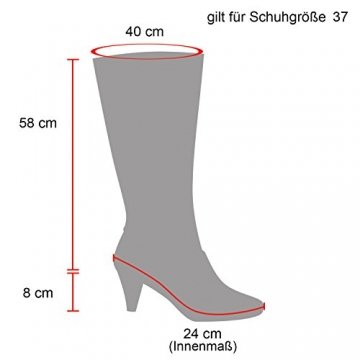 Damen Stiefel Overknees Wildleder-Optik Blockabsatz Langschaftstiefel Boots Schleifen Schuhe 106265 Schwarz 38 Flandell - 4
