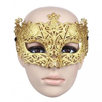 Dosige Venezianische Maske, Maskenball Masken Maskerade Maske Masquerade Maske Venedig Maske Damen 1 Stück (Gold) - 2