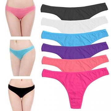 DRESHOW 6 Stück Damen Tangas Unterhosen Baumwolle Atmungsaktiver Slip Bikini Unterwäsche, 6 Pack, L - 5