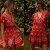 ECOWISH Damen Kleider Boho Vintage Sommerkleid V-Ausschnitt A-Linie Minikleid Swing Strandkleid mit Gürtel 045 Rot S - 4