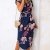 ECOWISH Sommerkleider Damen Kurzarm V-Ausschnitt Strand Blumen Kleider Abendkleid Knielang Blau M - 4