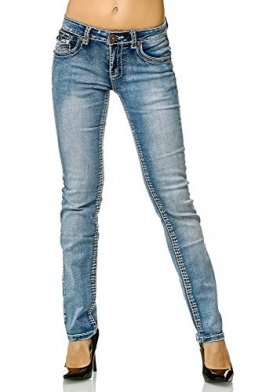 Elara Slim Fit Damen Jeans | Skinny | Jeanshose | Fashion Denim | mit besonderem Design der Nähte | modischer Look und körperbetonter Schnitt | Chunkyrayan | 90-5A Lt.Blue 44 - 1