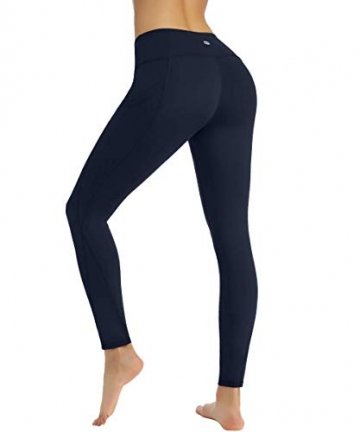 HAPYWER Damen Laufhose Sporthose Mit Taschen Lang Hohe Taile Sport Leggings Strech Yoga Tights Hose(Dunkelblau,S) - 1