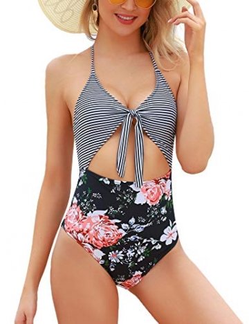 iClosam Damen Einteilige Badeanzug Verstellbarer Schultergurt Schwimmanzug - 1