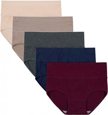 INNERSY Unterwäsche Frauen Bauchweg Unterhose Damen Slips Mehrpack Bauwolle Hohe Taille Panties (3XL-EU 48, Colour 5F) - 1