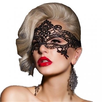 JeVenis Luxury Sexy Lace Augenmaske Prom Mask Maskerade Ball Maske für Kostümparty Cosplay (Black) - 2