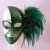 Karneval in Venedig Maske Grün mit Pfauenfedern - 1