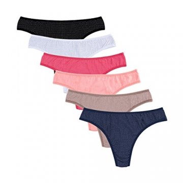 Knitlord 6er-Pack Damen Tanga, Unterwäsche aus Baumwolle, atmungsaktive Unterhosen - 1