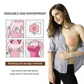 KQueenStar Nipple Cover - Silikon Nippelabdeckung Gel Brustwarzenabdeckung Selbstklebend & Wiederverwendbar Brust Aufkleber unter BH Bikini & Badeanzug, M, 1 Pair Flower - 4