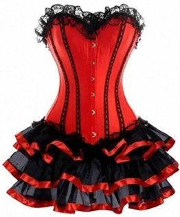 KUOSE Moulin Rouge Gothic Corsagenkleid Korsett Spitenrock Übergrößen S-6XL, Rot, EUR(34-36)M - 1