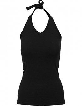 Ladies Neckholder Shirt Damen T-Shirt Shirt Top kurzarm kurzärmlig, Größe:XL, Farbe:Black - 1