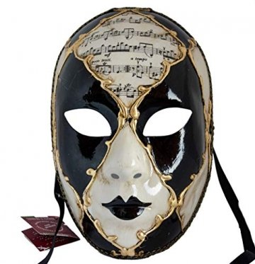 Lannakind Venezianische Maske Gesichtsmaske Volto Damen Karneval, Ballmaske, Wand-Deko (V05 schwarz) - 1