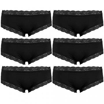 Libella 6er Pack Damen Unterwäsche Hipster Panties mit Spitze seidig schwarz 3416 XS/S - 1