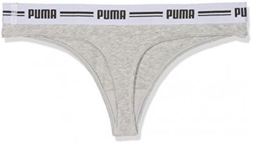 Puma Damen Iconic Thong 2P Packed Unterwäsche, White/Grey Melange, XL - 2