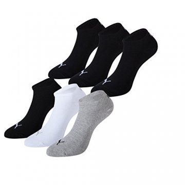 PUMA Unisex Sneakers Socken Sportsocken 6er Pack, 3er schwarz/3er schwarz-weiß-grau, 43/46 - 