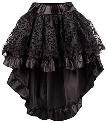 r-Dessous Damen Rock schwarz Burleske Victorian Gothic Steampunk Skirt Corsage Chiffon Übergrößen Vintage Groesse: 6XL/ 8XL - 1