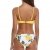 SHEKINI Damen Crossover Netz Gepolstert Bikini Set Zweiteilige Strandkleidung Bandeau Strandmode Blumen Druck Bikinihose (Medium, Muster A: Gelb) - 2