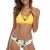 SHEKINI Damen Crossover Netz Gepolstert Bikini Set Zweiteilige Strandkleidung Bandeau Strandmode Blumen Druck Bikinihose (Medium, Muster A: Gelb) - 1