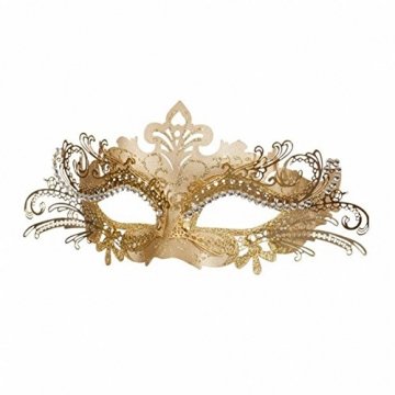 Unbekannt Metall-Maske filigran Gold Augenmaske Venedig Kostüm Maskenball Barock - 1