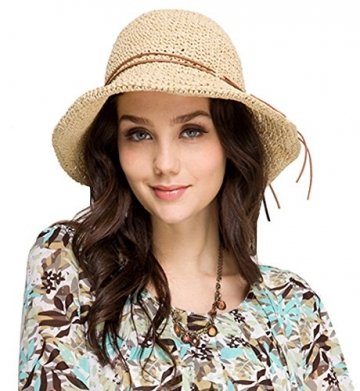 Urbancoco Damen klappbare Kappe flexible Sommer Strand Sonne Hüte (beige) - 1