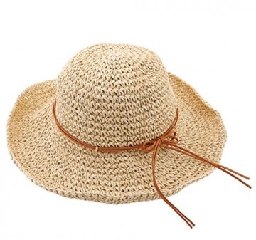 Urbancoco Damen klappbare Kappe flexible Sommer Strand Sonne Hüte (beige) - 2
