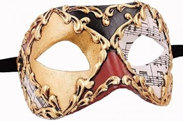 Venezianische Maske Damen Unisex Colombina Musica Handarbeit Original Karneval Masken Venezianisch aus Venedig für Maskenball Fasching oder Party - 1