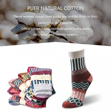 Wollesocken, Moliker Damen Socken Winter Socken 5 Paar atmungsaktiv warm weich bunte Farbe Premium Qualität klimaregulierende Wirkung (5006) - 3