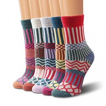 Wollesocken, Moliker Damen Socken Winter Socken 5 Paar atmungsaktiv warm weich bunte Farbe Premium Qualität klimaregulierende Wirkung (5006) - 1
