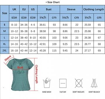 Yidarton T-Shirt Damen V-Ausschnitt Kurzarm Oberteile Sommer Allover Print Neckholder Blusen Shirt Tops (Grün, s) - 2
