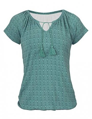 Yidarton T-Shirt Damen V-Ausschnitt Kurzarm Oberteile Sommer Allover Print Neckholder Blusen Shirt Tops (Grün, s) - 5