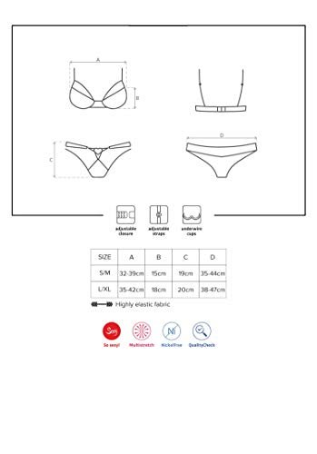 Selente Love & Fun verführerisches 3-teiliges Damen Unterwäsche-Set aus BH, Slip & Satin-Augenbinde, Made in EU, rot-3, Gr. S/M - 4