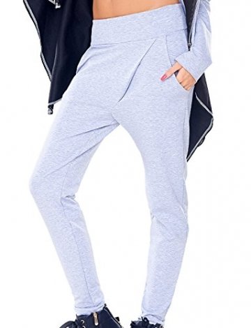 Axami VU-0007 Trendige Hosen Für Frauen, Im Sport Look, Made In EU (Siehe VU-0009 Cardigan), Grau,L - 1