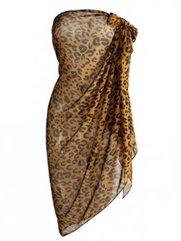 CHIC DIARY Chiffon Strandschal Wickelrock Sommer Damen Sexy Bikini Cover Up Sarong Pareo Strandtuch Leopard Muster Wickeltuch - 1