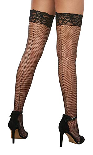 Dreamgirl Women's Milan Fishnet Thigh High Stockings, Black, One Size - 1