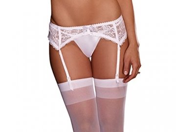Dreamgirl Women's Plus-Size Sultry Nights Garter Belt, White, One Size Queen - 1